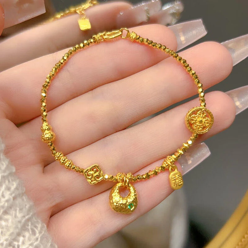 铜合金手链 蹦迪古法锤纹福袋手链B036