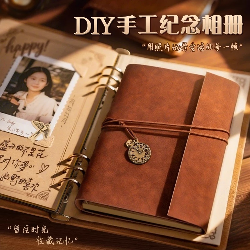 相册复古情侣纪念册相框寸自贴手工自制手帐照片书明信片记录册
