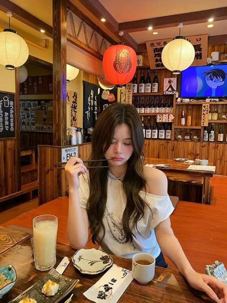 seashells@2813 韩系百搭长袖斜肩上衣 7-9