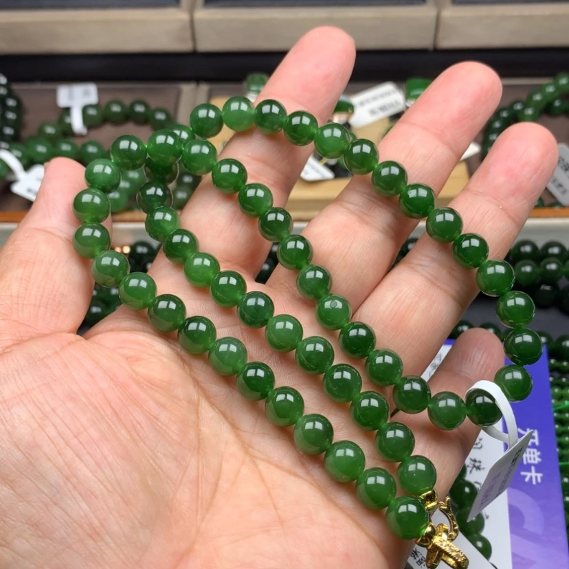 【闪购商品】颈饰未镶嵌和田玉（碧玉）冰辣8mm微瑕