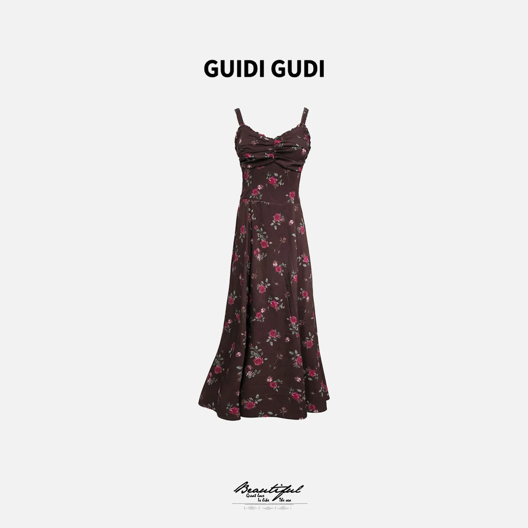 GUIDI GUDI【带刺蔷薇】气质花朵时尚连衣裙 L9510002H
