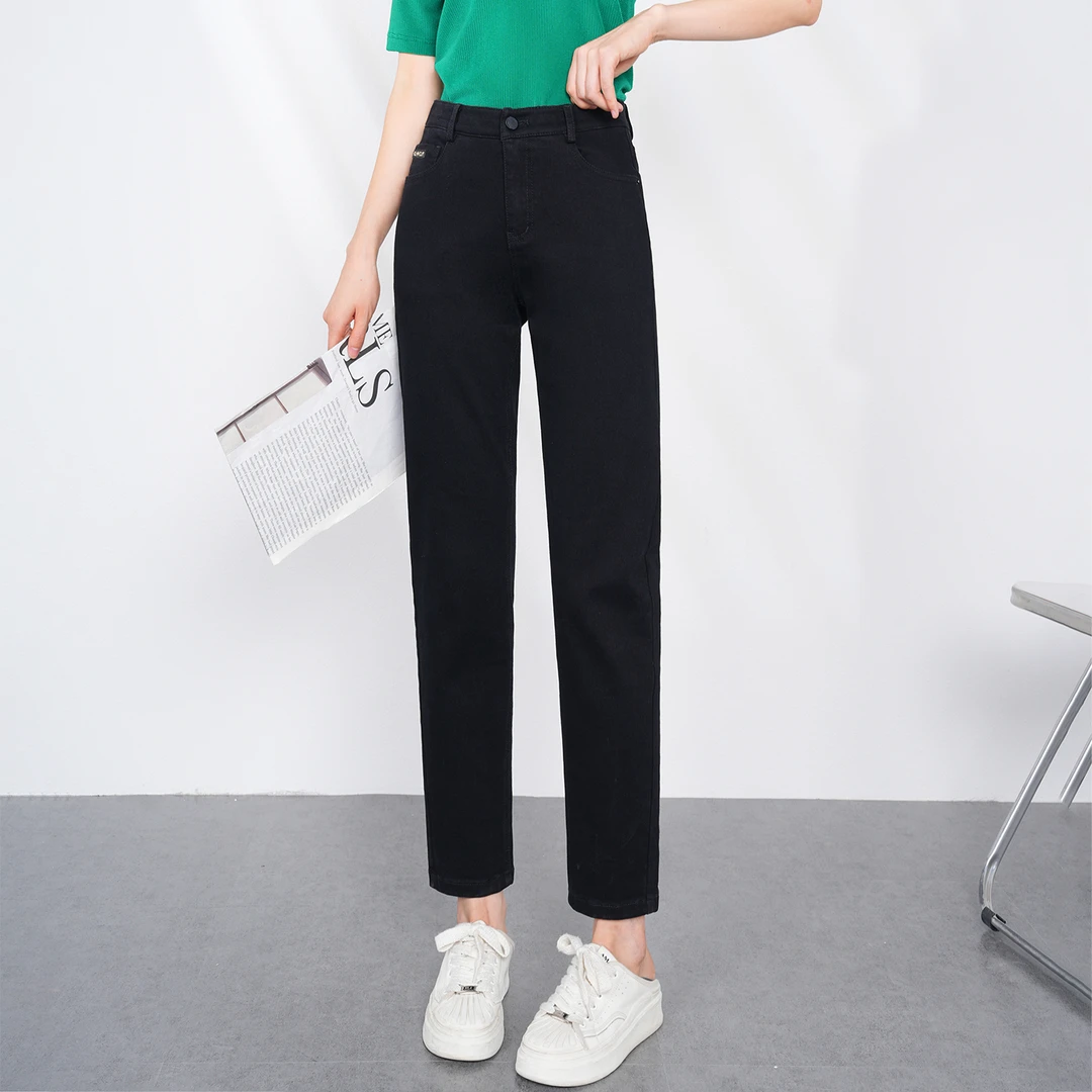【春季新款】韩版设计感高腰复古时尚气质休闲百搭牛仔裤AQ2659