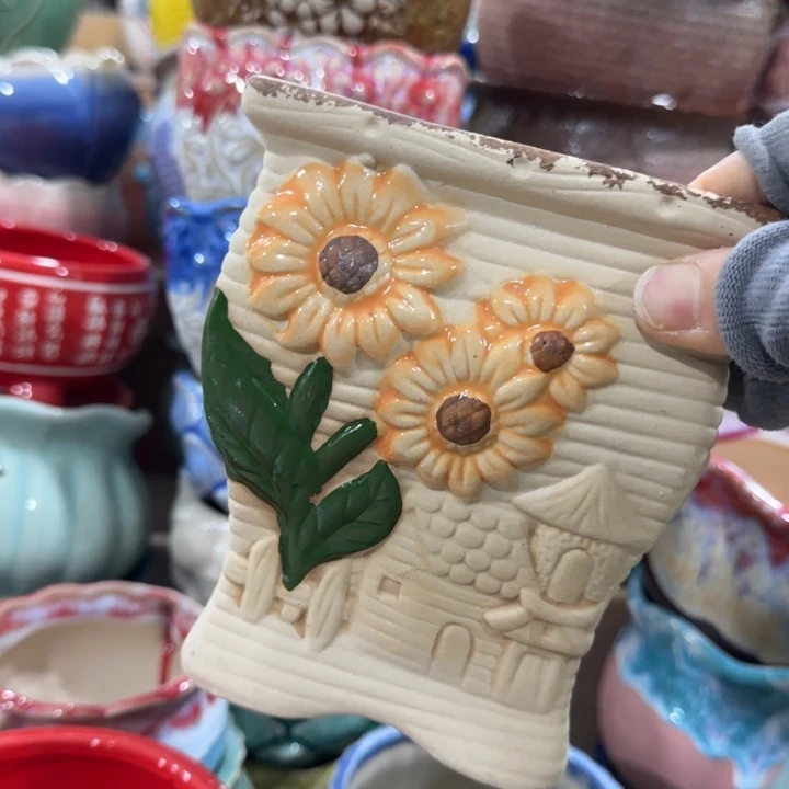 凑9块包邮，有孔，陶瓷花盆