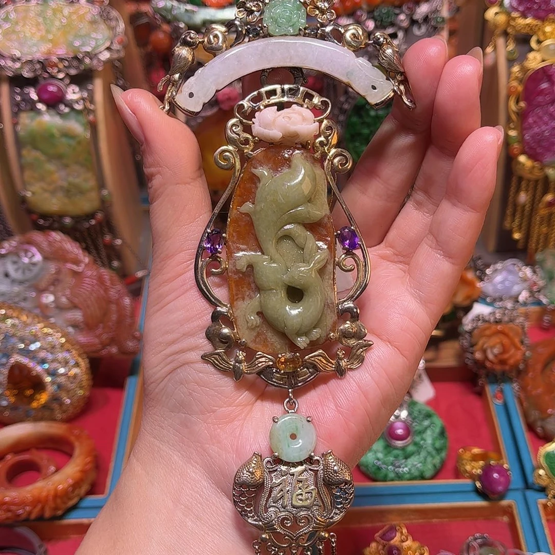 翡翠银S925镶嵌吊坠(不含链)