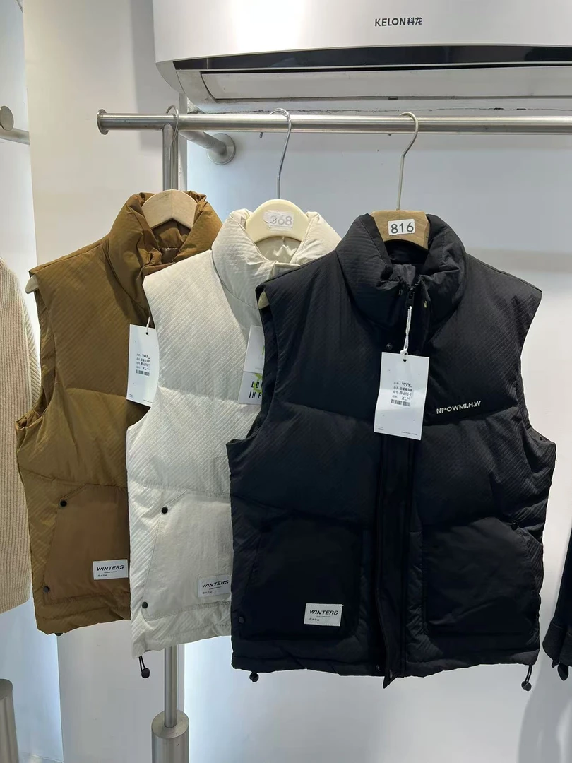 6696-1秋冬立领棉马甲潮流潮牌痞帅工装马甲外穿保暖背心无袖坎肩