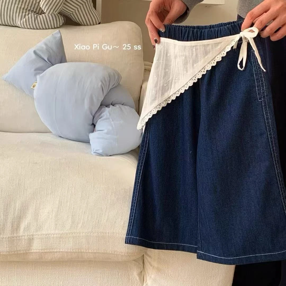 韩版牛仔裤2025春季新款女宝宝儿童原色直筒裤洋气百搭屁帘水洗y