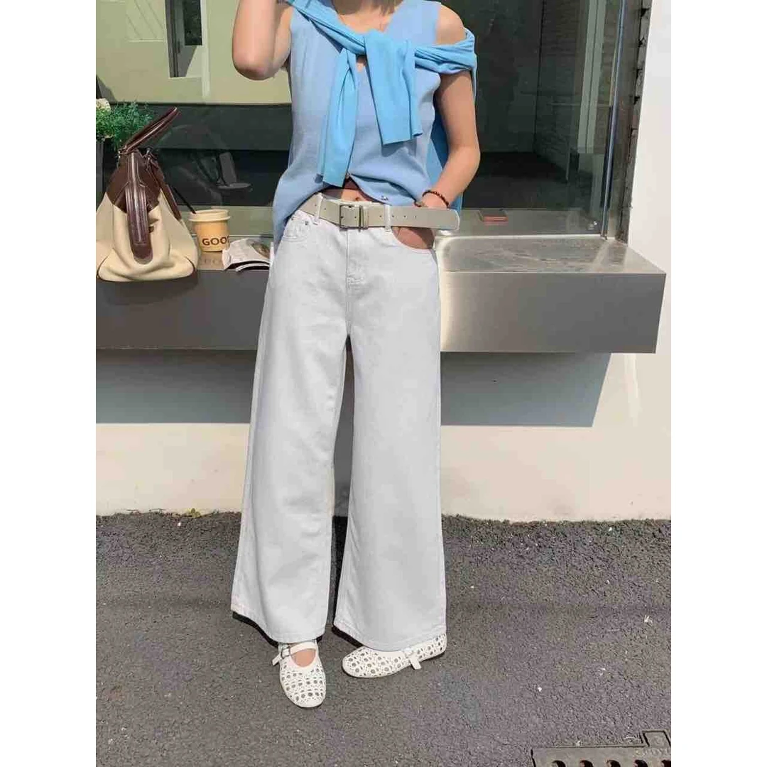 【海南简爱】阔腿牛仔裤女春夏高腰宽松舒适长裤2991