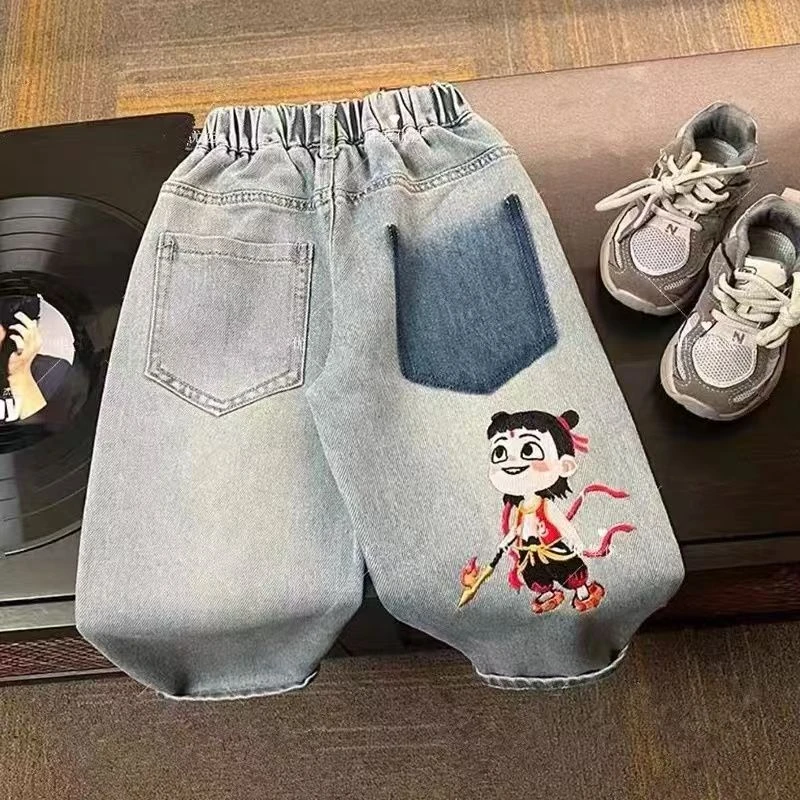 （高定哪吒）儿童牛仔裤2025男童时尚春季春季破洞秋季直筒休闲百搭