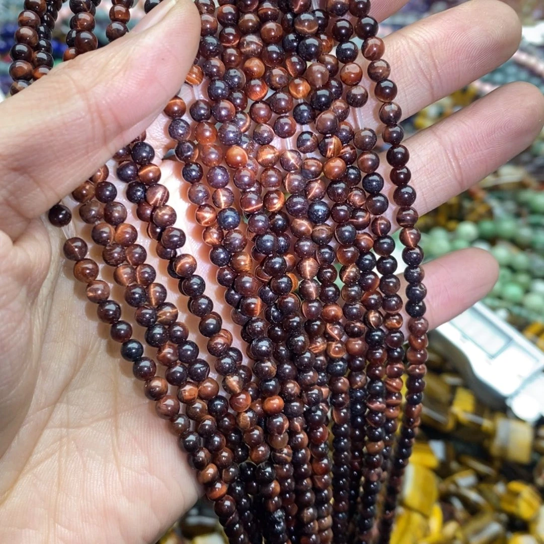 玛瑙/玉髓未镶嵌珠宝半成品一条天然微瑕4mm+红虎石圆珠