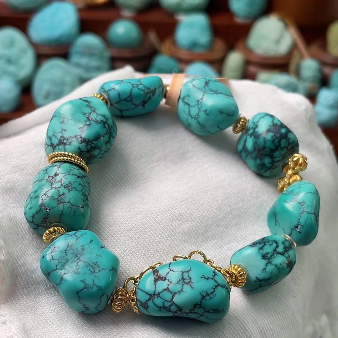 绿松石珠宝奇石18K金镶嵌