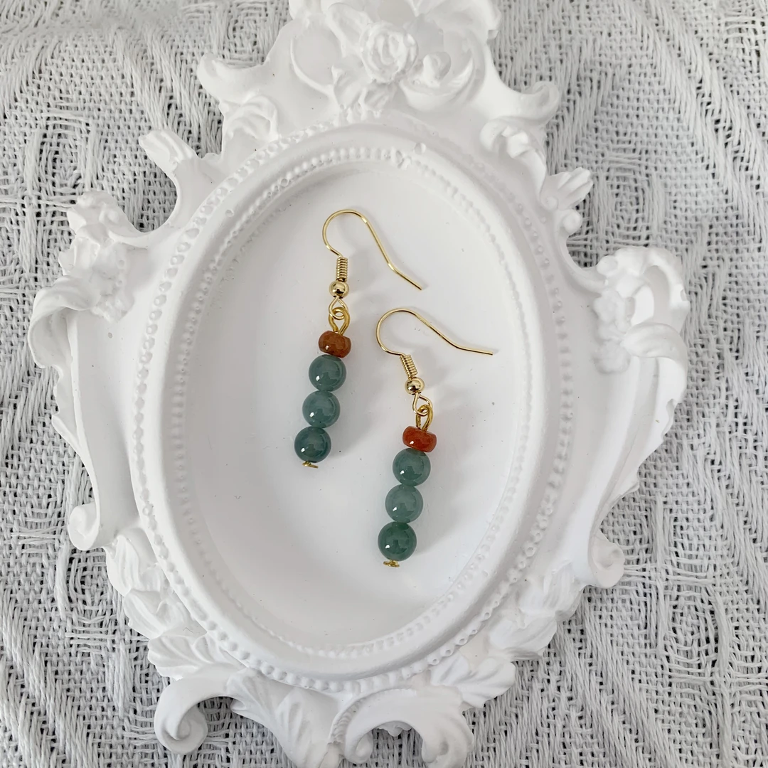 天然翡翠高端气质时尚民族风设计蓝水流苏耳坠-