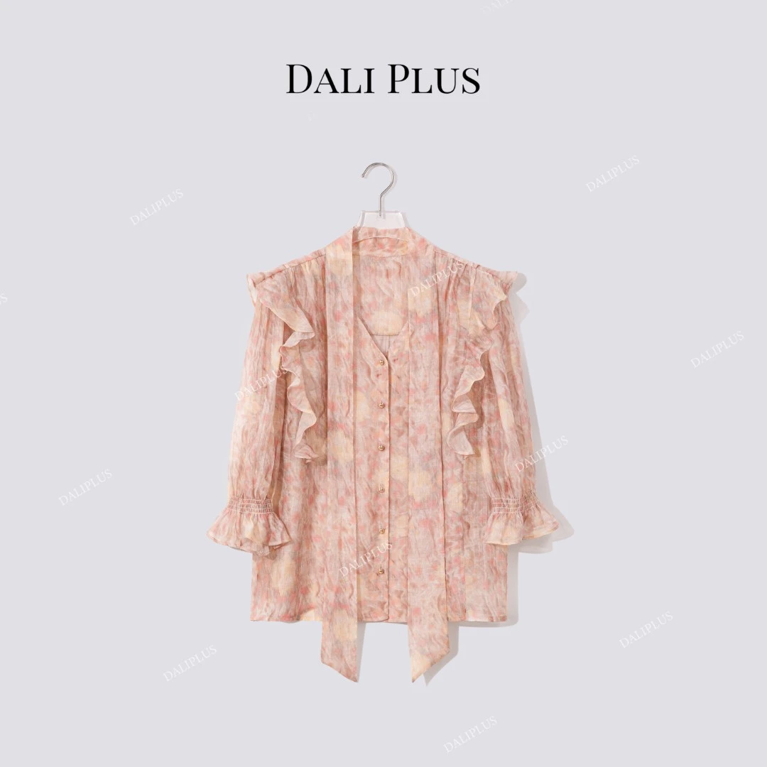 DALI PLUS“油画风飘带夏季”莱赛尔天丝花仙子休闲衬衣-D5ST1185-1