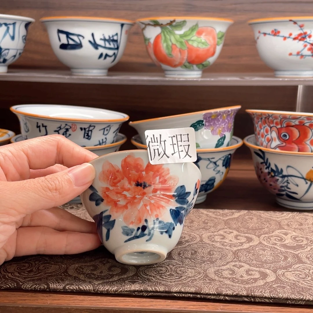 釉下手绘茶具微瑕