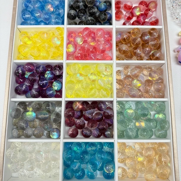 韩国胶定制款136 发光双色荔枝珠通孔 DIY配件