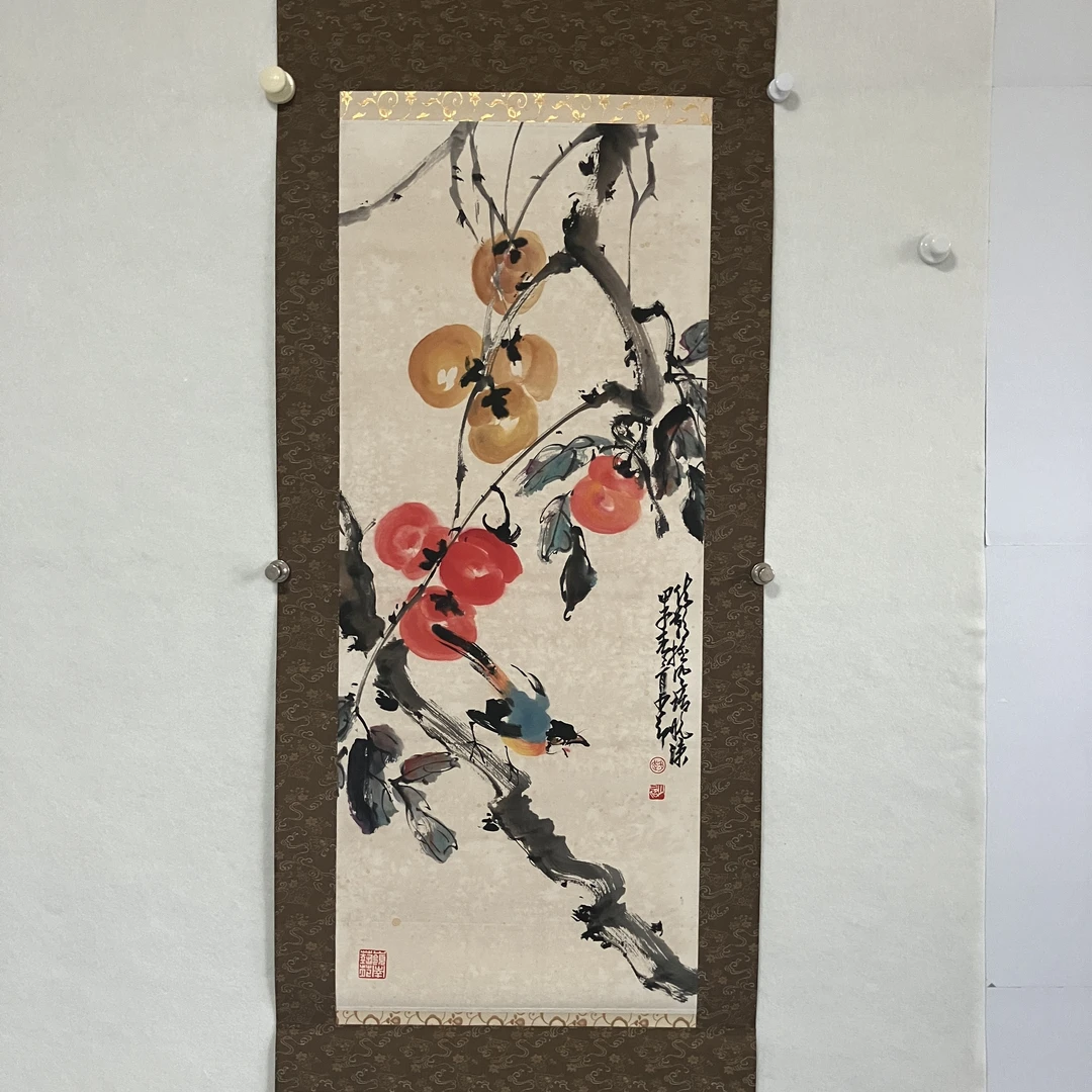 536花鸟 回流 纸本设色立轴 98x39cm