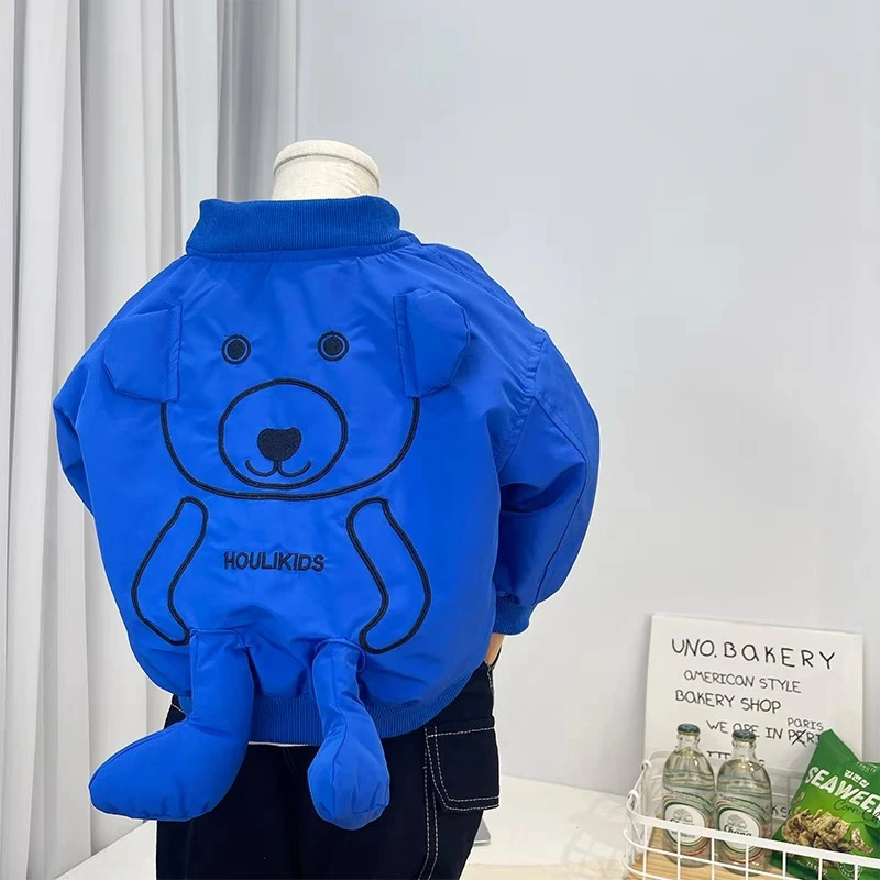 2282休闲时尚潮流百搭洋气流行秋冬男女童立体小熊棉服