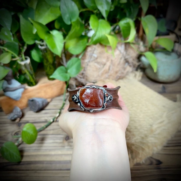 【古香古色】原创复古s925银蜜蜡琥珀皮手镯（圈口可调节）