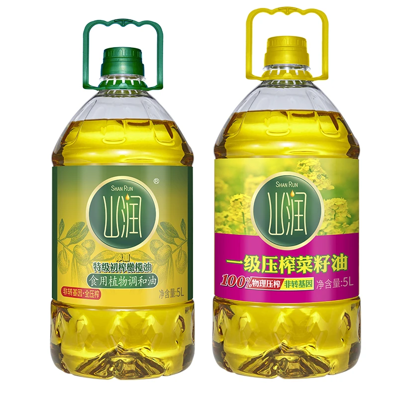 山润一级菜籽油5L+山润特级初榨橄榄调和油5L组合家庭装食用优质