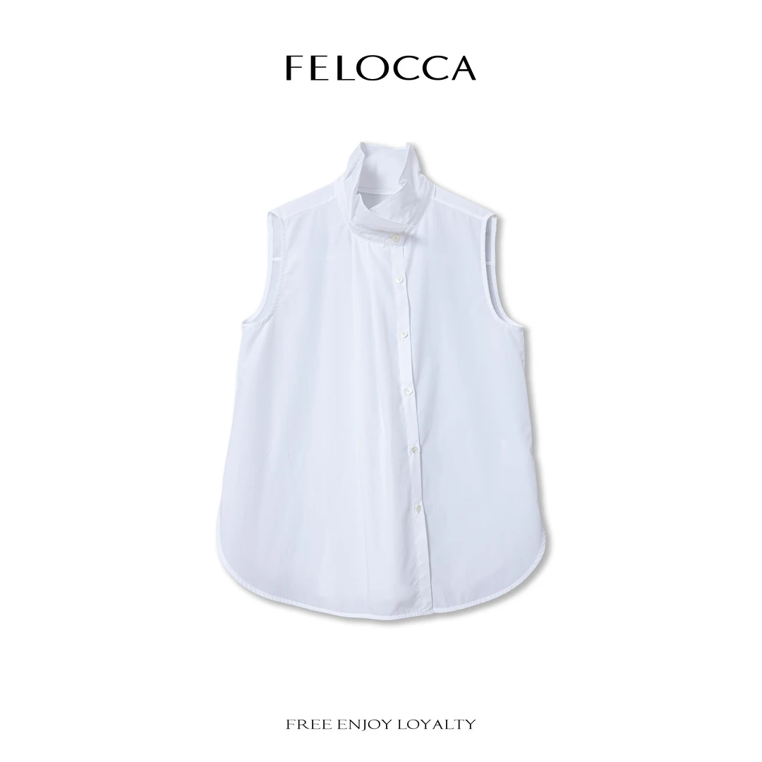 NO退NO换【FELOCCA】精致穿搭时尚减龄设计感无袖中长款衬衫CC2570