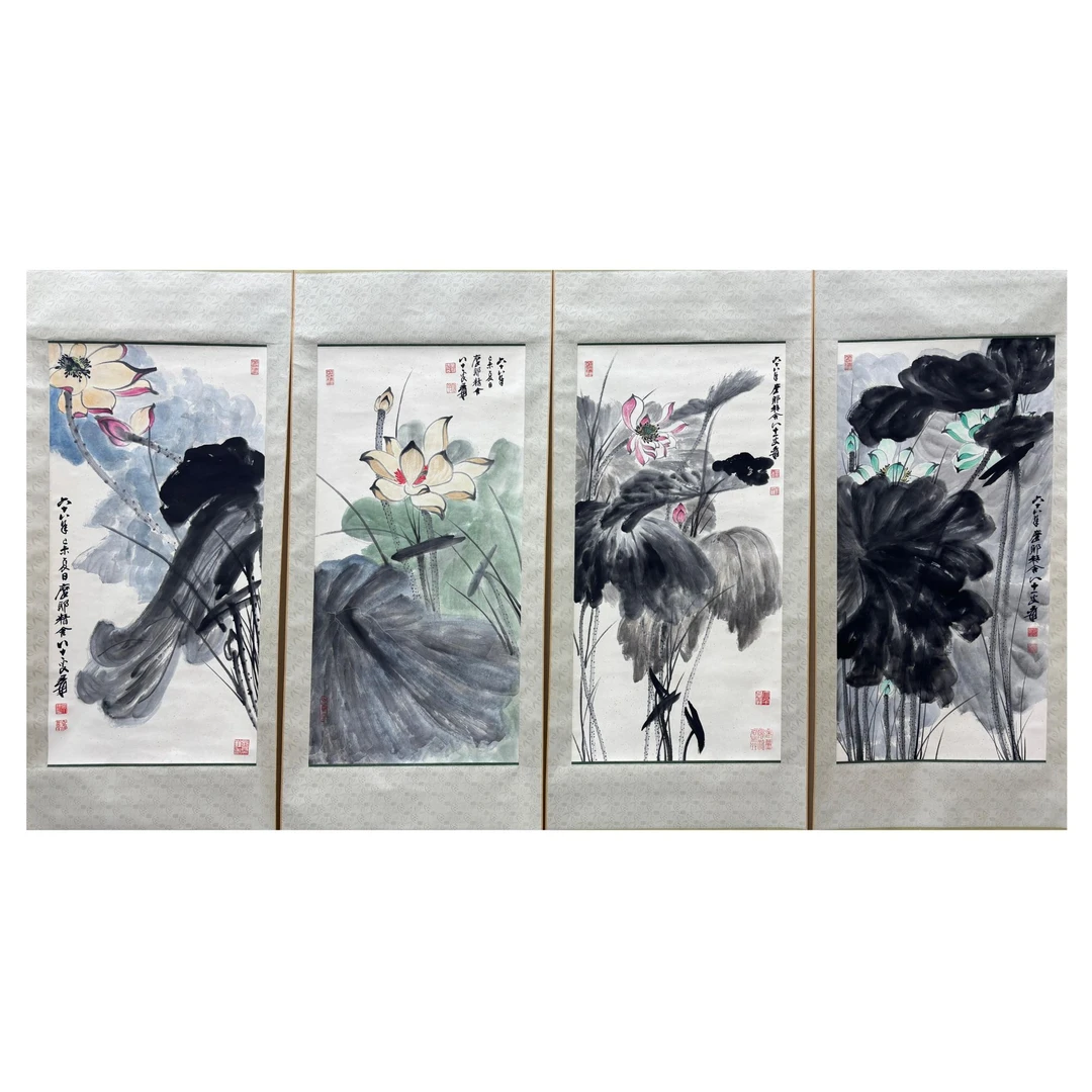 《荷花四条屏》49x99X4-LBT6-110