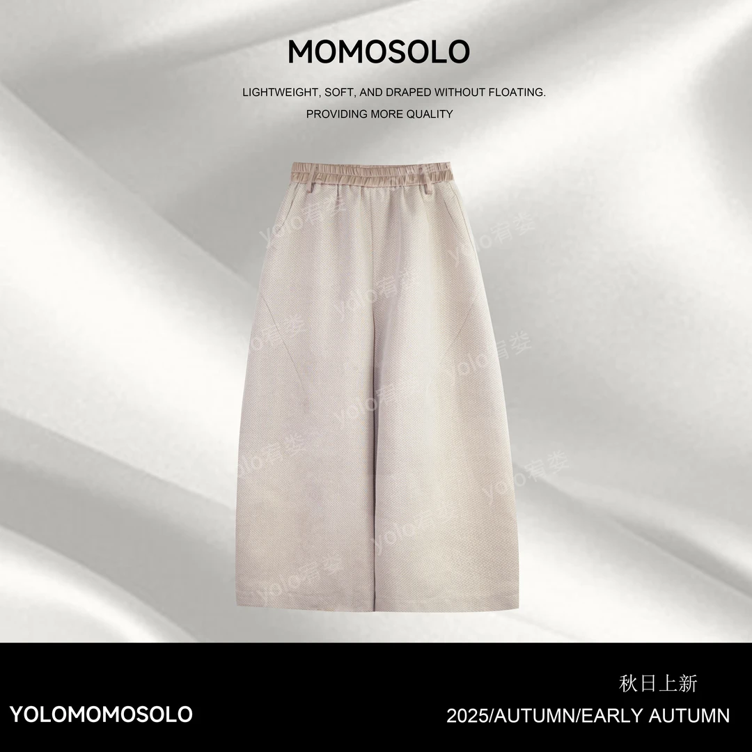 MOMOSOLO•蚕月•2025秋新金丝编制亚麻松紧腰大腿气球九分裤YM3029