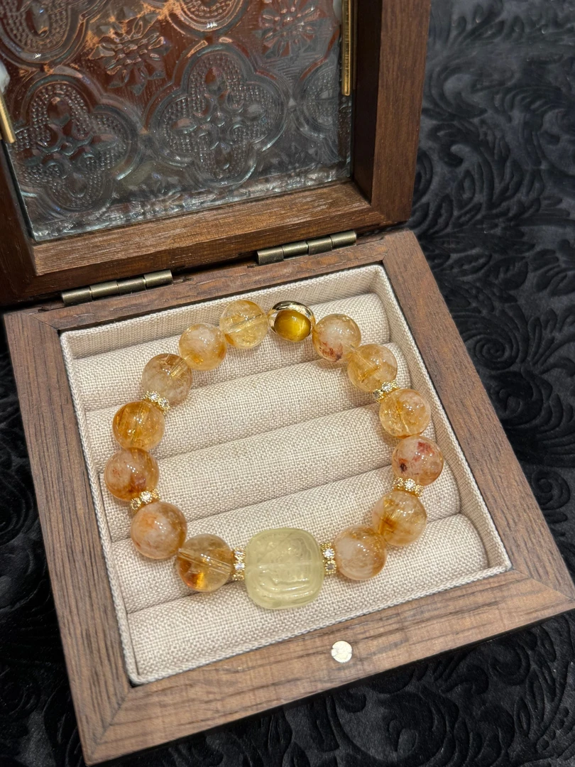 【锦瑟聆风 】天然水晶黄塔晶手串女生2025新款显白温柔金虎眼手链