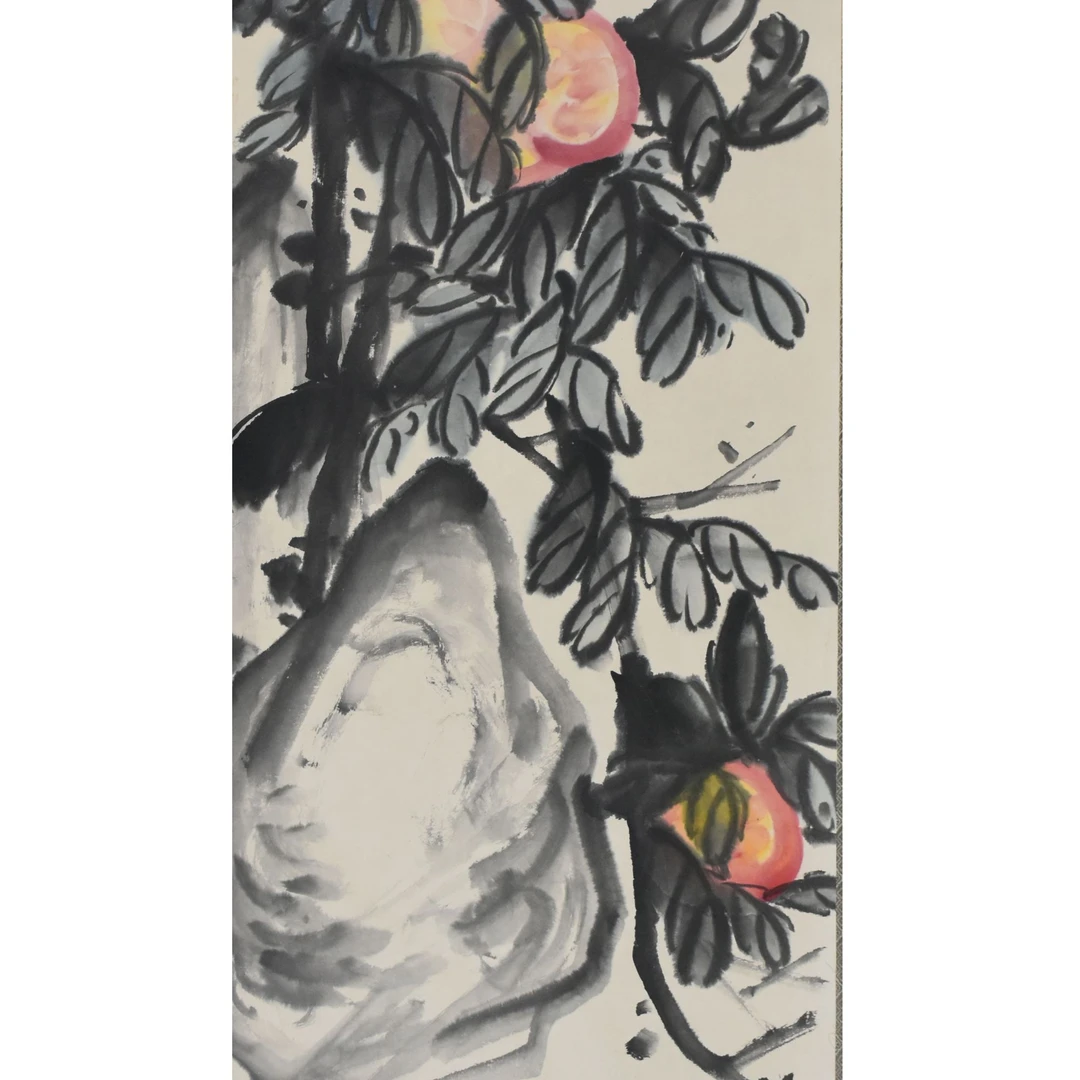 HM7137 三千年结实之桃 104X41cm 纸本立轴 3.8平尺