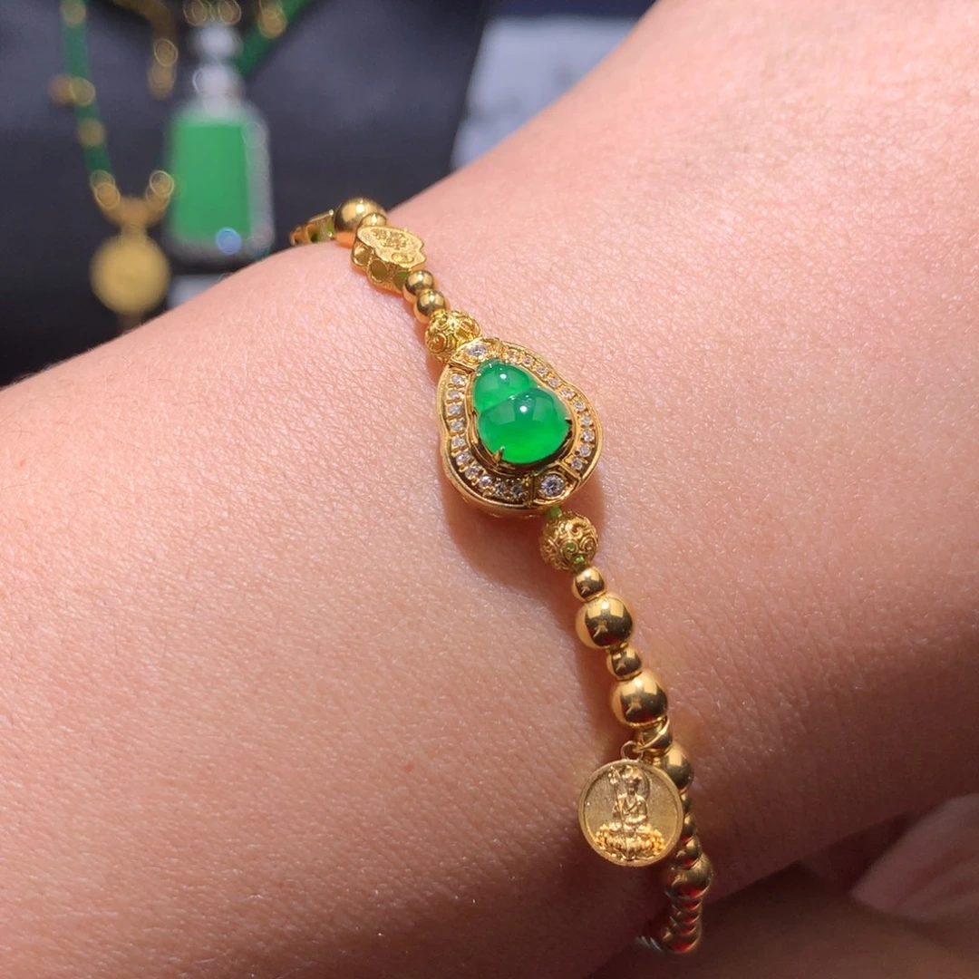 翡翠18K金镶嵌手链