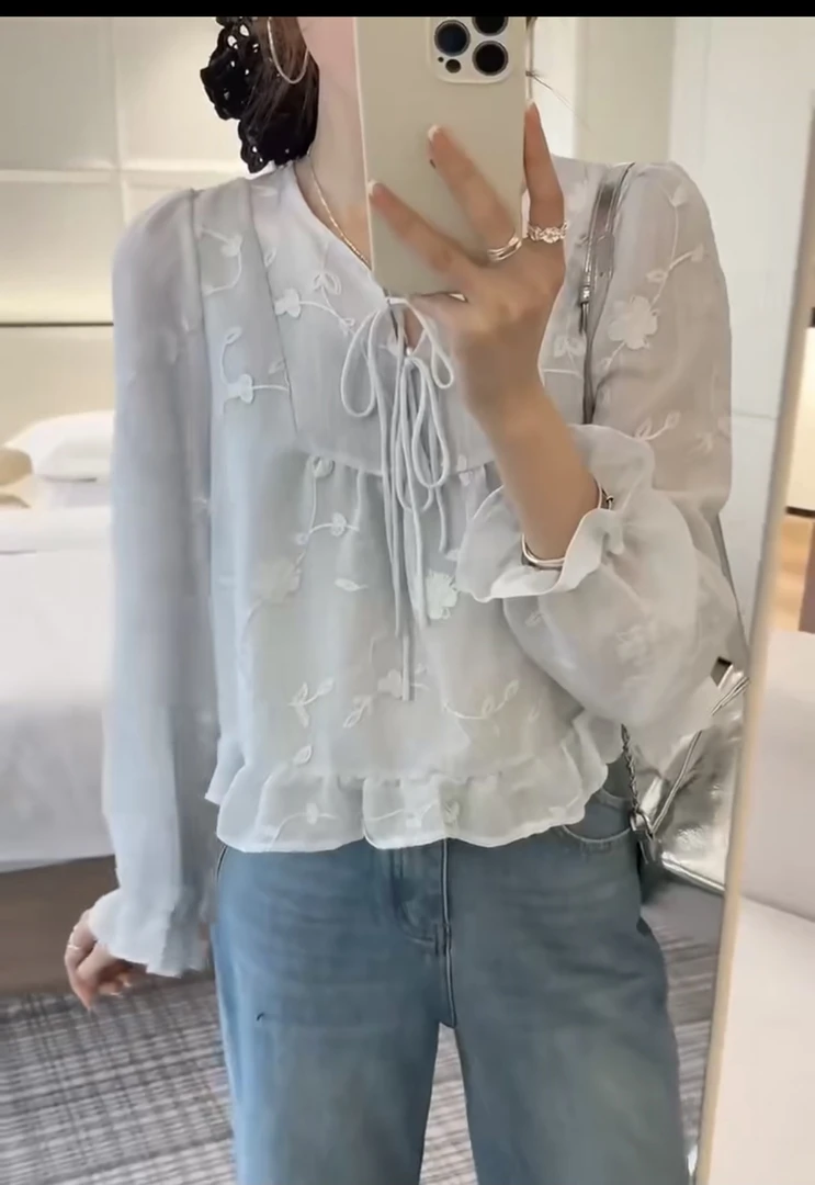 【三顺服饰】｛小花边｝系类似衬衣木耳