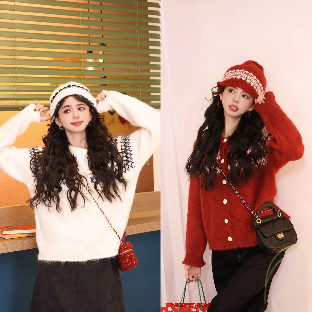 （配帽子）陈佳洁【白白朱朱】港风复古百搭秋冬针织毛衣JA1999437