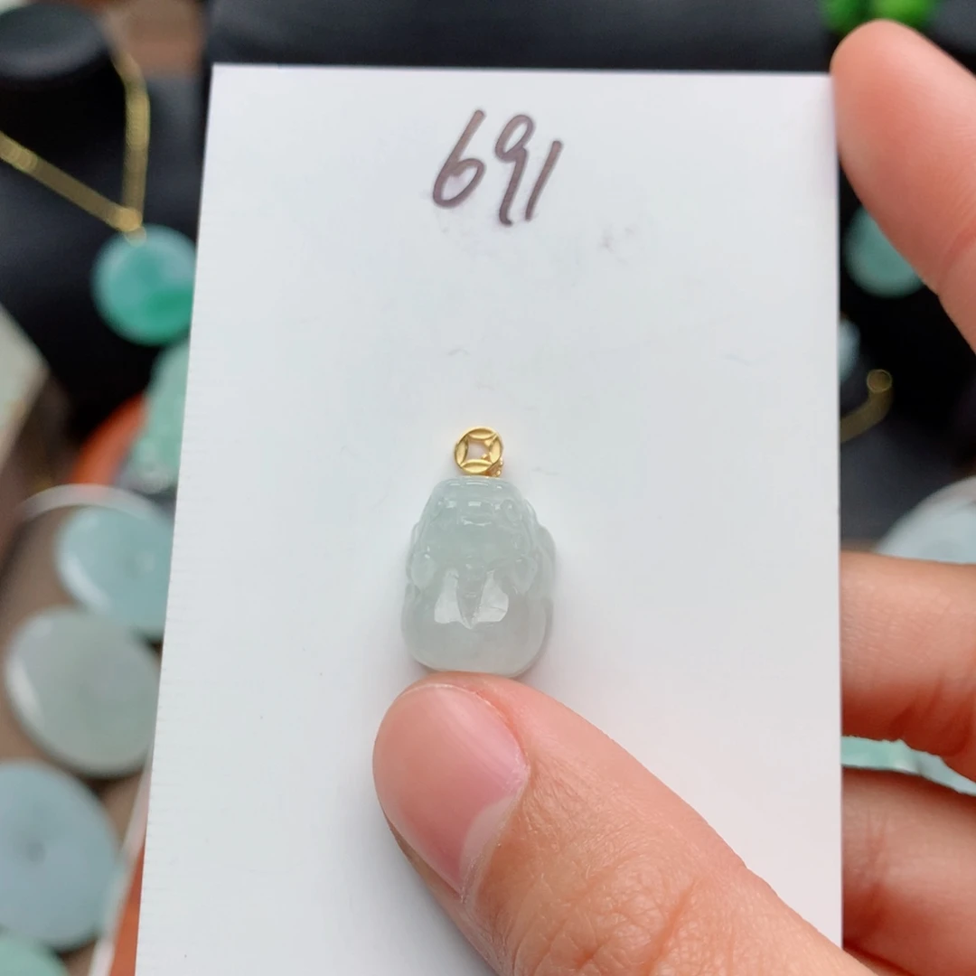 翡翠颈饰银S925镀金镶嵌D**I吊坠