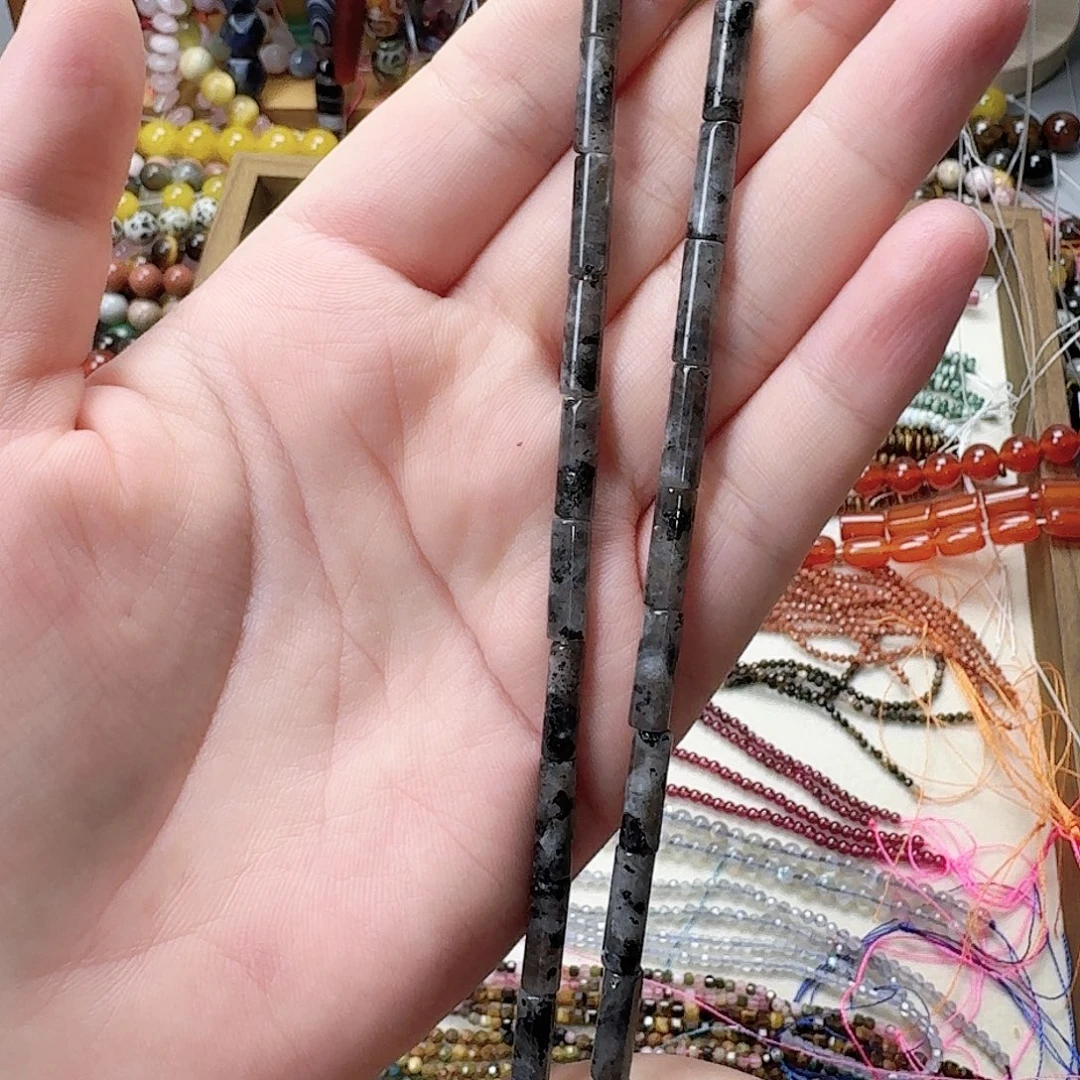 未镶嵌玛瑙/玉髓珠宝半成品闪光石卡4圆管一条