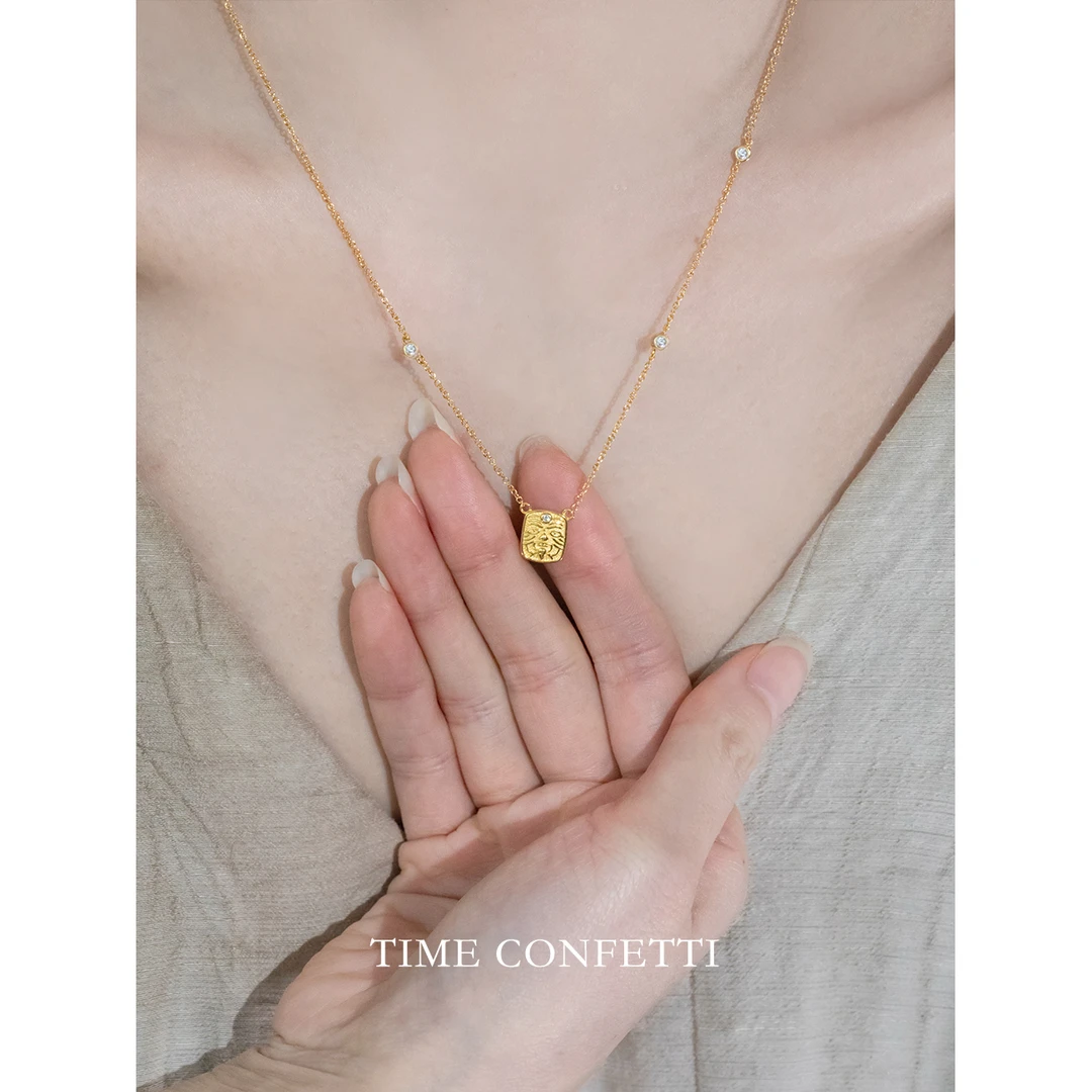 坠链均925银 镀K金【孙二娘】法式复古气质百搭扎基吊坠项链TC 9595