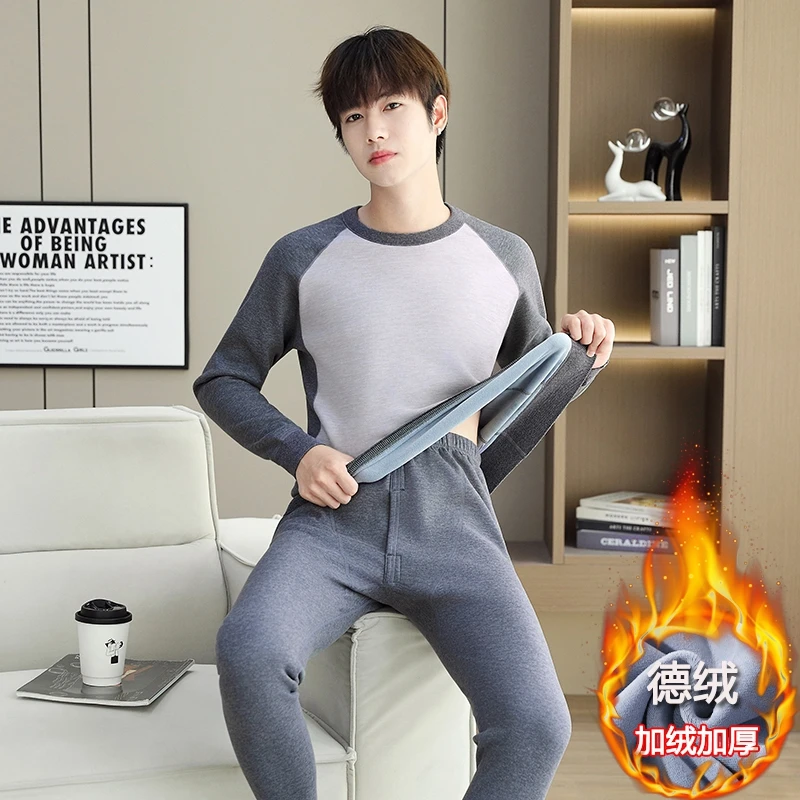 冬加绒男保暖衣保暖套装保暖学生男士发热保暖内衣