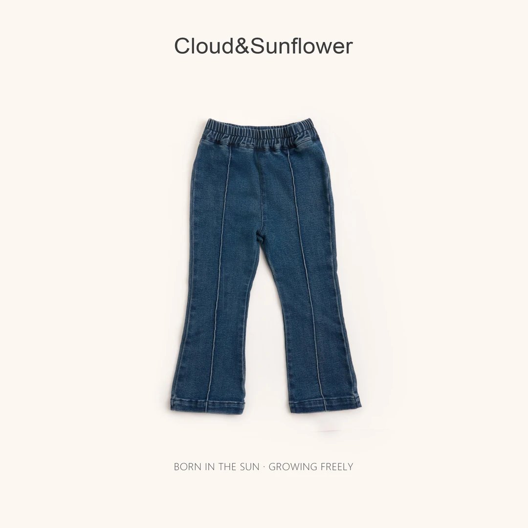 【云朵小葵】女童秋季新款竖条休闲微喇时尚百搭洋气牛仔裤555279