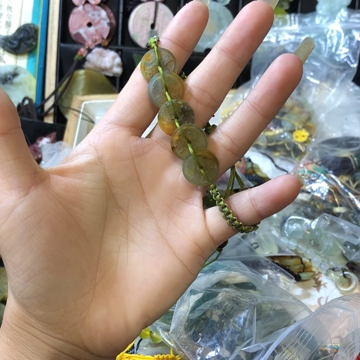 未镶嵌岫玉岫玉五帝钱手链