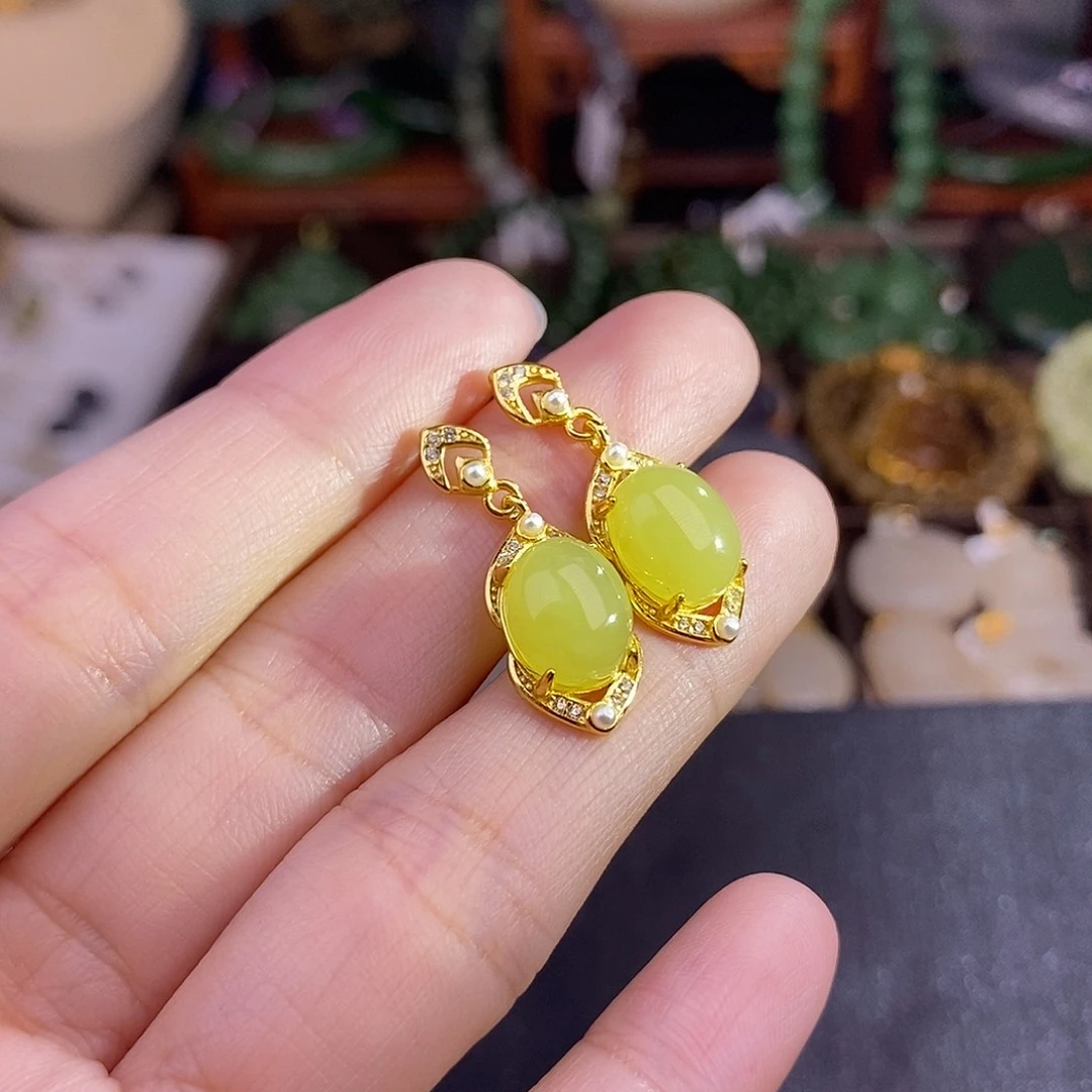 和田玉多样性发一 925.银黄口耳环未镶嵌