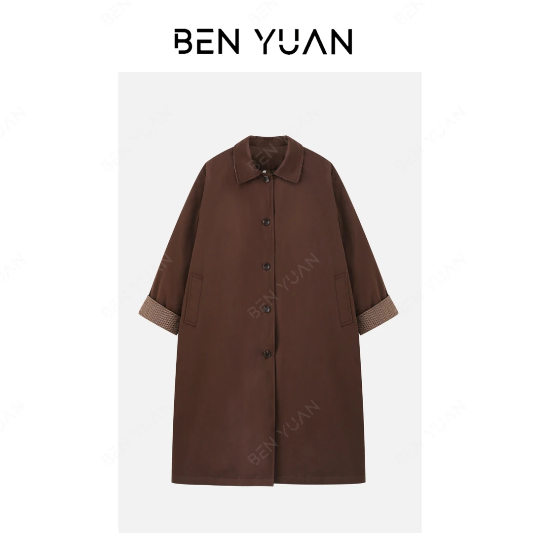 白鹅绒人字粗纺羽绒服连帽斑点复古宽松保暖羽绒服Y05122