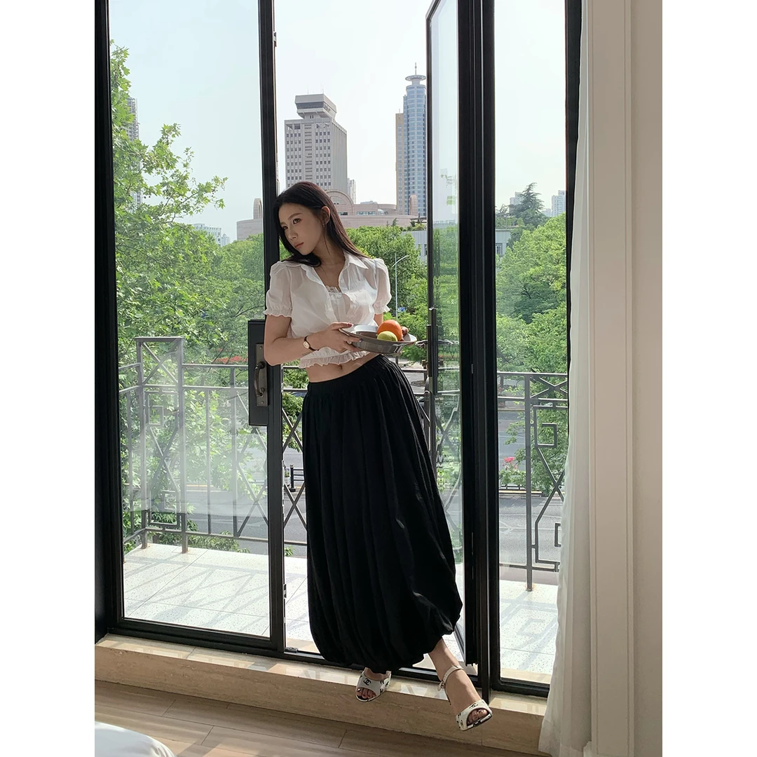 70不是七十【半岛弥香】春夏韩系梭织橡筋腰大裙摆蓬蓬花苞半裙