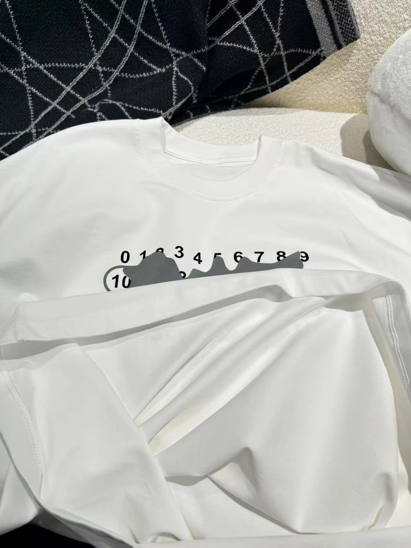 新款纯色时尚百搭宽松休闲数字重磅棉T恤XY1502