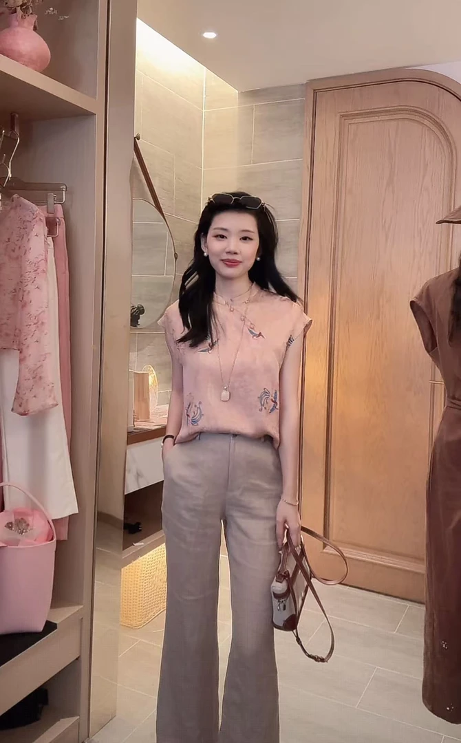 【烟粉霓裳】100%人丝·凤凰提花香云纱优雅气质新中式小衫