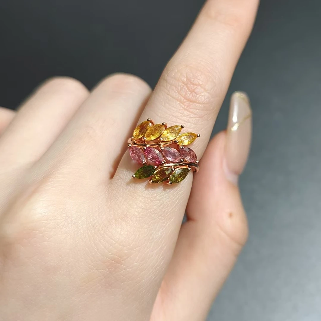 S925银镶嵌碧玺戒指/HTC10-485/多样性发一件