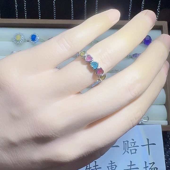 碧玺银S925镶嵌戒指