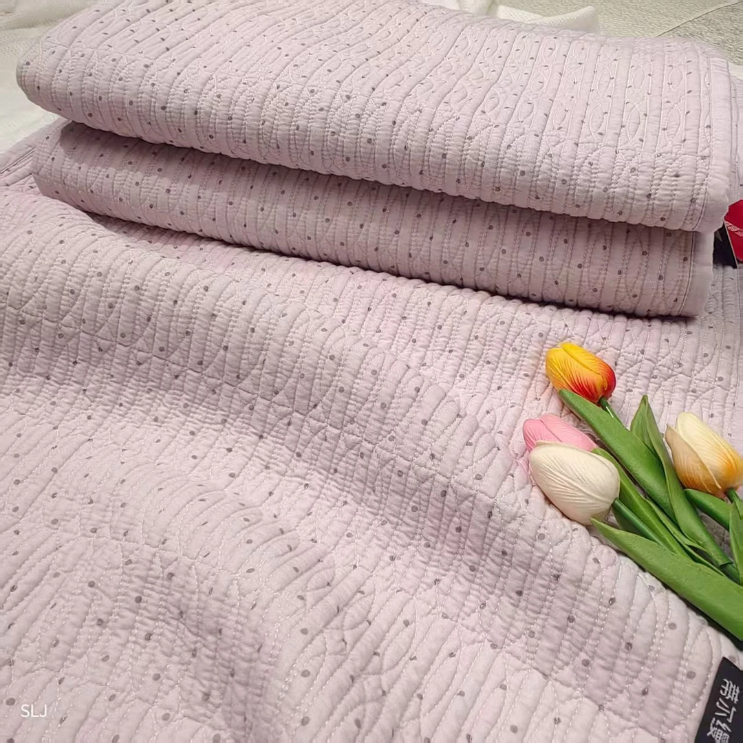 纯棉双层纱月子床盖母婴级一面纯棉双层纱一面天丝双面可用