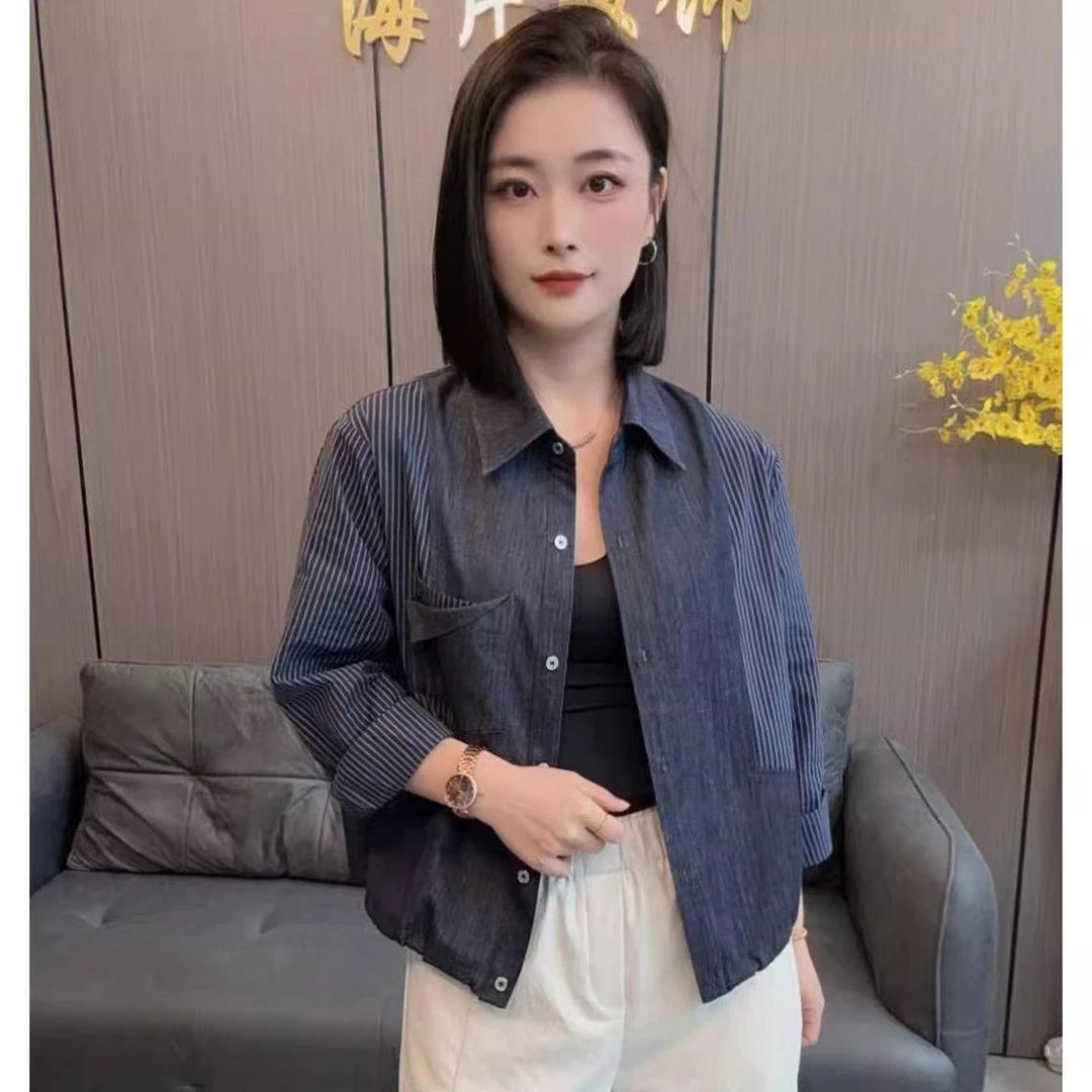 时尚格子拼接衬衫女2025秋季新款百搭休闲长袖外套洋气开衫上衣潮