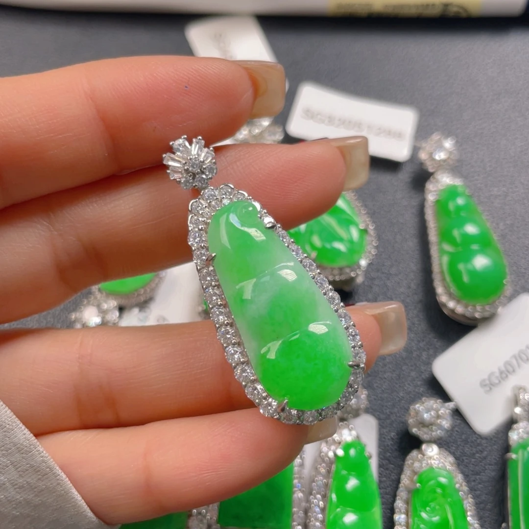 翡翠银S925镶嵌吊坠(不含链)