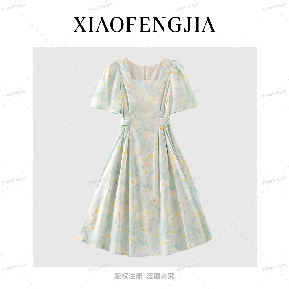 法式碎花连衣裙女2025夏季新款收腰显瘦气质裙子6005