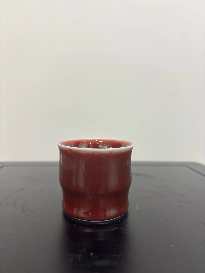 【中国瓷仓】---郎红竹节杯