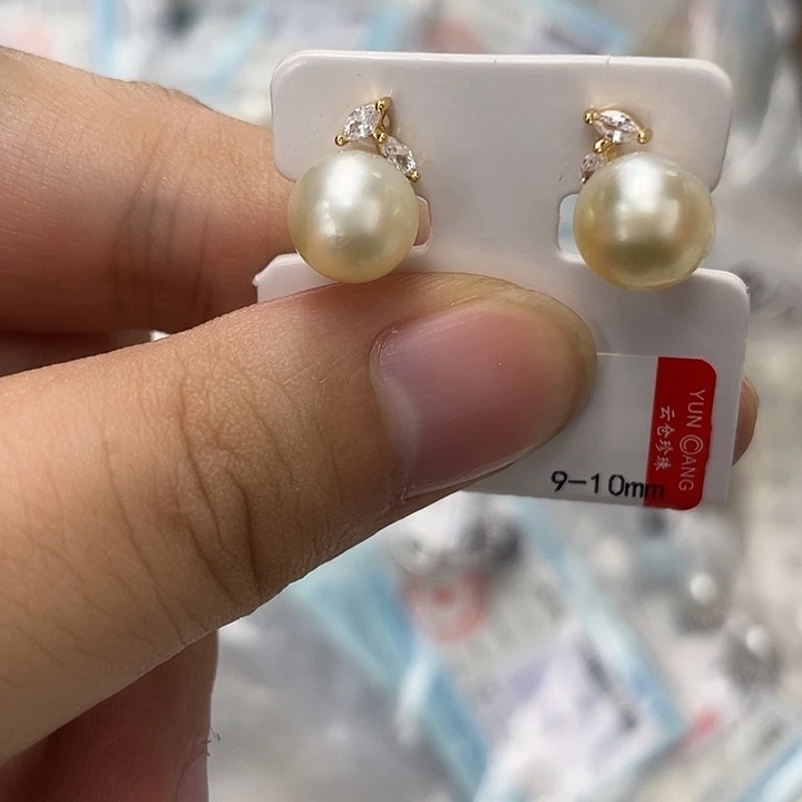 海水珍珠耳饰银S925镶嵌