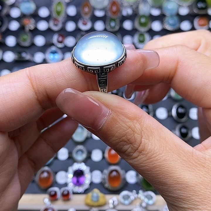 岫玉戒指银S925镶嵌承***惑